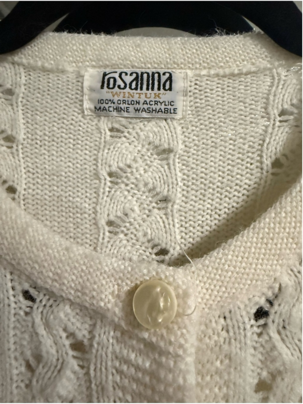 1970’s Vintage Rosanna Cream Cable-Knit Button-Front Cape Sweater - Picture 5 of 5